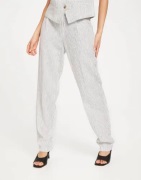 Only - Valkoinen - Onlolga Mw Linen Bl Pinstripe Pant