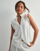 Selected Femme - Valkoinen - Slfviva Sl Sun Ruffle Top Noos