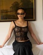 Nelly - Musta - Lace Strap Top