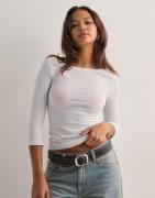 Nelly - Valkoinen - Boat Neck Half Sleeve Top