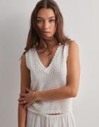 Pieces - Valkoinen - Pcscout Sl V-Neck Reversible Knit B