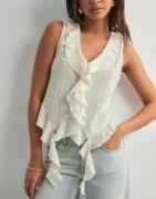 Vero Moda - Valkoinen - Vmida Sl Frill Top Jrs Ga