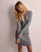 OBJECT - Harmaa - Objthess Ls Knit Rib Short Dress E