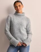 Selected Femme - Harmaa - Slfsia Ras Ls Knit High Neck