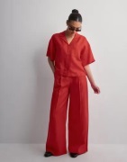 Selected Femme - Punainen - Slflyra Hw Wide Linen Pant B