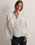 Vero Moda - Valkoinen - Vmkausa Frill Ls Top Wvn Ga