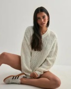 Nelly - Valkoinen - Oversized Cable Knit Sweater