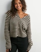 Pieces - Ruutu/Raita - Pcmalou Ls O-Neck Stripe Cardigan P