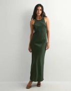 Only - Vihreä - Onlmika Vis Satin Slip Long Dress W