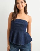 Only - Sininen - Onlqueensway Corset Top Red Dnm Sij