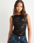 Only - Musta - Onlsafina Glitter Lace Body Acc