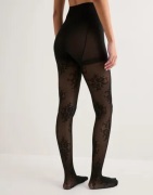 Only - Musta - Onlaviaya Floral Tights Acc