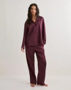 Hunkemöller - Punainen - Pj Ls Satin Pinstripe