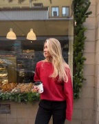 Nelly - Punainen - Wide Neck Knit Sweater