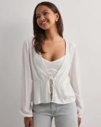 Vero Moda - Valkoinen - Vmmymilo L/S Tie-Detail Top Wvn Ga