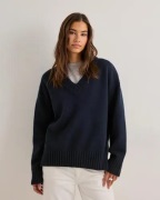 Gina Tricot - Sininen - V-neck knitted sweater