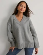 Gina Tricot - Harmaa - V-neck knitted sweater