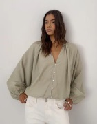 Nelly - Vihreä - Button Blouson Blouse