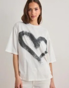 One Teaspoon - Valkoinen - Heart White Kobe Tee