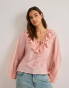 Nelly - Vaaleanpunainen - Frill Blouse