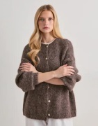 Only - Ruskea - Onlnordra Ls O-Neck Button Cardi Ex