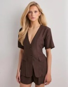 Nelly - Ruskea - Crinkled SS Blazer