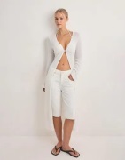 Nelly - Valkoinen - Effortless Rib Long Cardigan