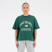 New Balance T-paita Athletics Varsity Boxy - Vihreä/Valkoinen Nainen